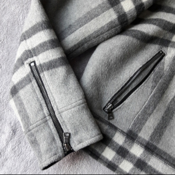 🖤 EUC Gap Brand Ladie's Wool Moto Type Jacket Full Zip Grey Plaid, Fall 2013, S - Picture 3 of 10